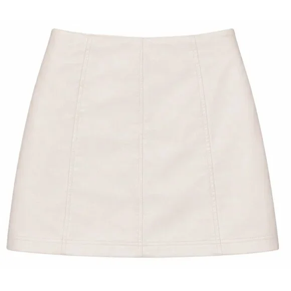 Free People Faux White Leather Mini Skirt Size 12 New With Tags - Picture 2 of 10